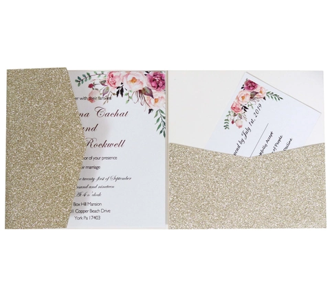Elegante Invito di Nozze Traforato con Glitter Oro Stile Europeo Taglio Laser Biglietto di Auguri per Matrimonio Festa Banchetto Cerimonia
