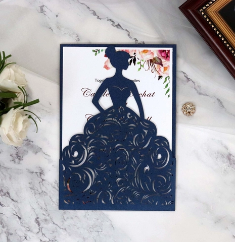 Elegant Laser Cut Wedding Invitation Cards Hollow Bride Silhouette Invitations With Envelopes For Marriage Engagement Party