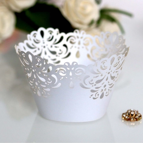 Pirottini per Cupcake Tagliati al Laser Bordo in Pizzo di Carta Motivo a Vite Decorazioni per Cupcake per Matrimonio Festa