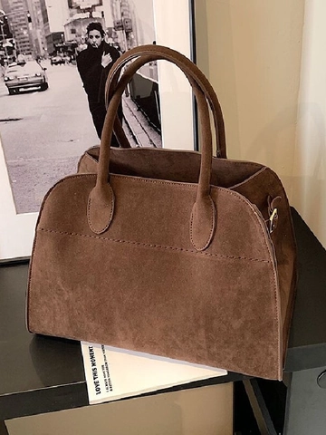 Vintage Damen Veloursleder Tote Bag Retro Pendler Umhängetasche Große Kapazität Handtasche Winter Mode Büro Aktentasche