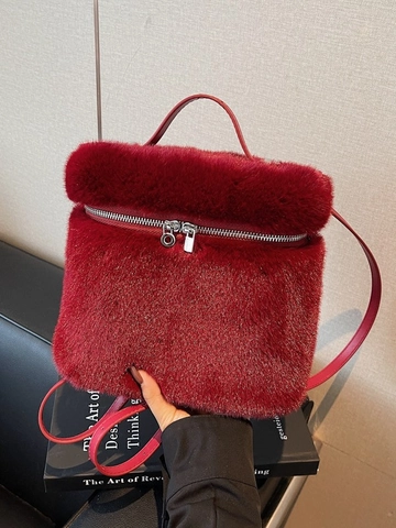 Zaino in Peluche di Pelliccia Sintetica da Donna Elegante e Morbida Borsa a Tracolla Pendolare Invernale di Grande Capacità Moda Casual