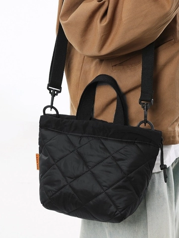 Moda Donna Trapuntato Finta Pelle Scamosciata Secchiello Motivo a Diamante Coulisse Tracolla Versatile Pendolare Borsa a Mano Borsa Spalla Casual