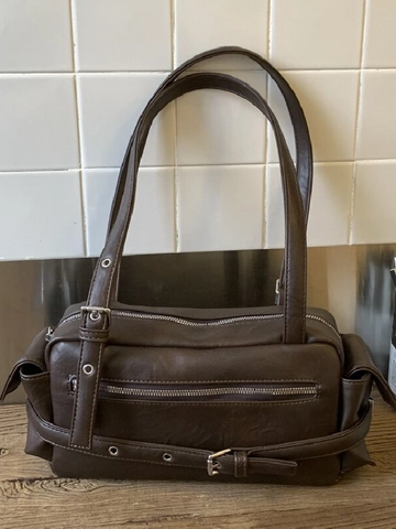 Vintage Minimalistische PU Leder Schultertasche Für Damen Retro Sophisticierte Unterarmtasche Mit Silber Metall Hardware Handtasche