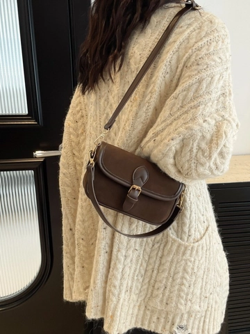 Vintage PU Leather Small Square Crossbody Bag For Women Retro Underarm Shoulder Bag Fashion Commuting Versatile Daily Bag