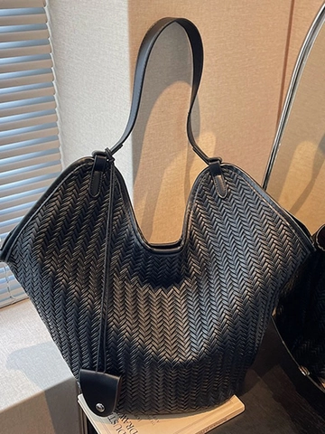 Borsa Tote Intrecciata Grande Capacità Donna Borsa a Spalla in Ecopelle Vintage Borsa Hobo Casual da Pendolare per Autunno Inverno
