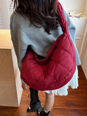 Damen Mode Herz Gesteppt Nylon Umhängetasche Große Kapazität Puffer Knödeltasche Leichte Casual Schultertasche Tote Bag