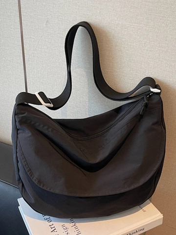 Bolso Bandolera de Nylon de Gran Capacidad para Mujer Bolso Dumpling Casual Versátil Bolso de Hombro Único Minimalista de Color Sólido