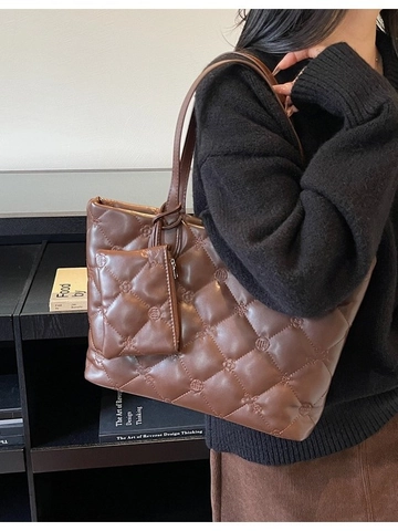 Set Borsa Tote in Pelle PU Trapuntata da Donna Con Ricamo Floreale Borsa a Tracolla di Grande Capacità Borsa a Mano Casual da Pendolare per Donna