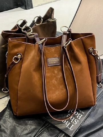 Sac Fourre-tout Vintage Grande Capacité pour Femmes en Cuir PU Mat Sac à Bandoulière Mode pour le Travail et le Bureau