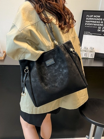 Sac Fourre-tout Vintage Grande Capacité pour Femmes en Cuir PU Mat Sac à Bandoulière Mode pour le Travail et le Bureau
