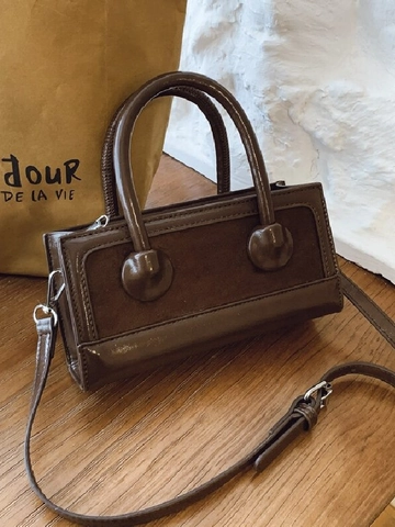 Petit Sac Carré en Cuir PU Vintage pour Femmes Mode Trajet Sac à Épaule Bandoulière Avec Sangle Réglable