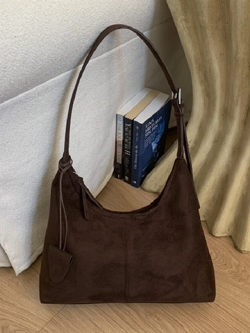 Damen Große Tragetasche Mattiertes PU-Leder Hobo Umhängetasche Minimalistisch Vintage Pendler Handtasche Mit Dekorativem Anhänger