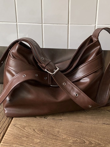 Borsa Tote in Pelle PU Retro Grande Capacità per Donna Borsa a Spalla Hobo Vintage Con Tracolla Regolabile Borsa Casual