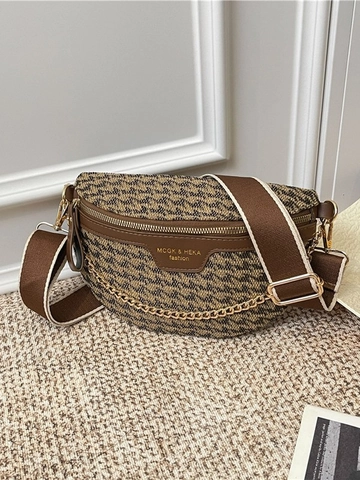 Bolso de Pecho Vintage con Estampado de Leopardo y Pata de Gallo para Mujer Correa Ancha de Tela y Cuero Artificial