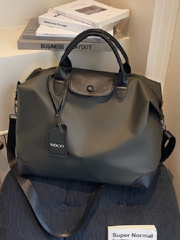 Borsa da Viaggio in Nylon di Grande Capacità per Donna Moda Pelle Patchwork Borsa Duffel Leggera Impermeabile per Palestra Viaggio