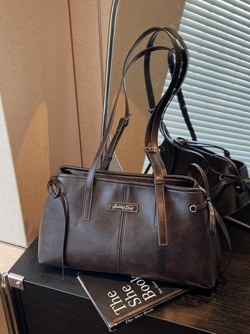 Borsa Sottobraccio in Pelle PU Donna Retrò Francese Minimalista Borsa a Cuscino Leopardo Caffè Tracolla Quotidiana Versatile