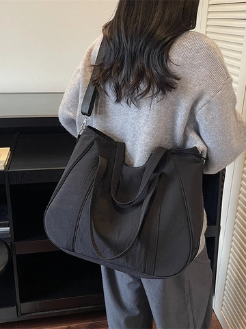 Dames Grote Capaciteit Gewassen Stof Tote Bag Casual Minimalistische Schoudertas Crossbody Tas Voor Woon-werkverkeer Reizen Mode