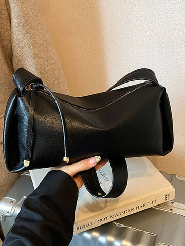 Retro Nischenmode Kissentasche 2026 Neu Herbst Winter Freizeit Breiter Gurt Schulter Umhängetasche Große Kapazität PU Leder Tote