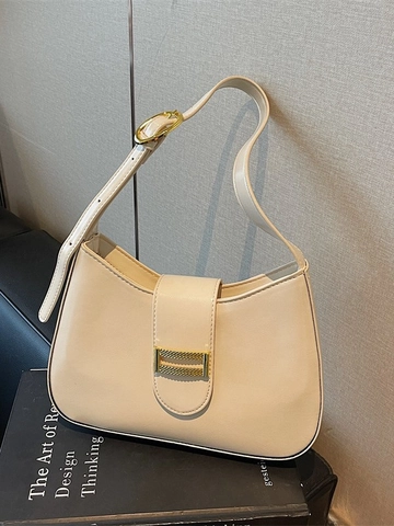 Women Vintage PU Leather Underarm Bag Fashion Large Capacity Shoulder Bag With Metal Buckle Casual Commuter Hobo Bag