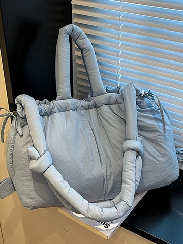 Borsa Tote Trapuntata da Donna Borsa a Tracolla Imbottita in Nylon di Grande Capacità Borsa a Tracolla Casual Stitching Cloud