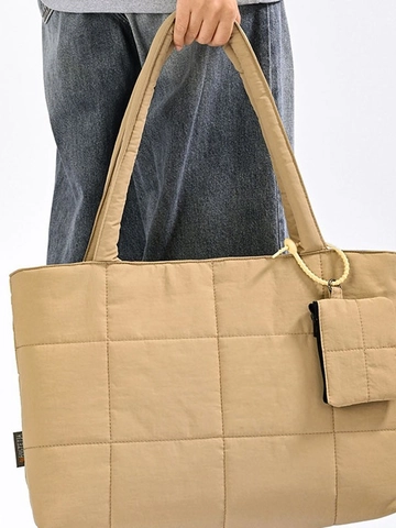Borsa Tote Trapuntata ad Alta Capacità per Donna Nylon Impermeabile Leggera Borsa a Tracolla Con Mini Pochette Borsa Casual