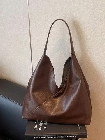 Bolso Tote Hobo de Cuero PU Vintage de Gran Capacidad para Mujer Bolso de Hombro Plisado Minimalista para Diario
