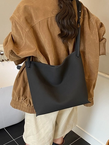 Große Kapazität Mattierte PU Leder Einkaufstasche Damen Minimalistische Schulter Umhängetasche Mode Pendler Handtasche Mit Innentasche