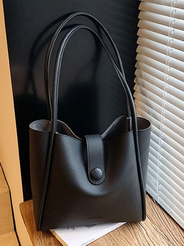 Borsa Tote da Donna in Pelle PU di Grande Capacità Casual Borsa a Tracolla con Trama Litchi per Ufficio Pendolarismo Quotidiano