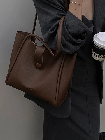 Borsa Tote da Donna in Pelle PU di Grande Capacità Casual Borsa a Tracolla con Trama Litchi per Ufficio Pendolarismo Quotidiano