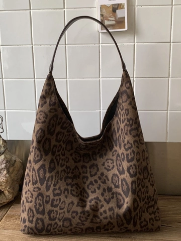 Borsa Tote da Donna Vintage con Stampa Leopardata Grande Capacità in Pelle PU Moda Hobo Borsa a Spalla per Pendolari Quotidiani