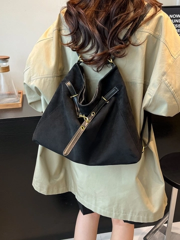 Vintage Suede Tote Bag Large Capacity Shoulder Bag For Women Retro Casual Crossbody Bag Solid Color Commuting Handbag