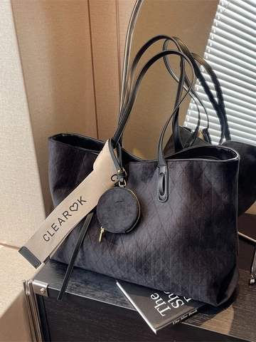 Borsa Tote Vintage a Grande Capacità per Donna Autunno Inverno Casual Borsa a Tracolla Con Portamonete Rotondo e Cinturino
