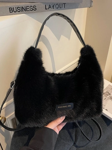 Damen Plüsch Kunstpelz Dumpling Schultertasche Weiche Handtasche Umhängetasche Mit Verstellbarem Lederriemen Für Alltag