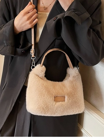 Damen Plüsch Kunstpelz Dumpling Schultertasche Weiche Handtasche Umhängetasche Mit Verstellbarem Lederriemen Für Alltag