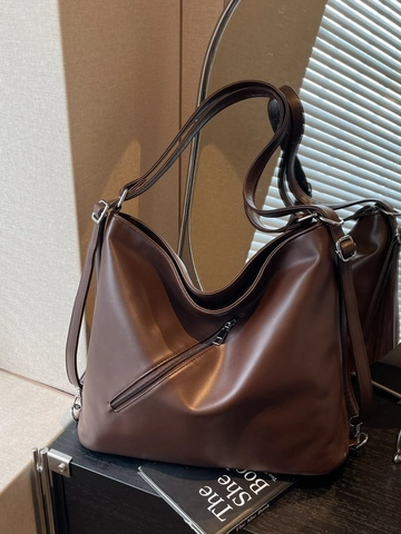 Women Retro PU Leather Large Capacity Tote Backpack Multi-functional Commute Shoulder Bag Casual Solid Color Handbag