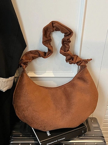 Women Fabric Hobo Bag Vintage Slouchy Ruched Strap Crossbody Bag Large Capacity Dumpling Underarm Bag For Casual Daily Use