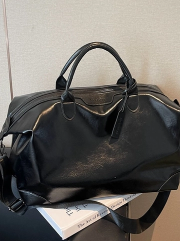 Bolso Tote de Cuero PU de Gran Capacidad para Mujer Moda Versátil Bolsa de Viaje Brillante Deporte Fitness Weekender Mujer
