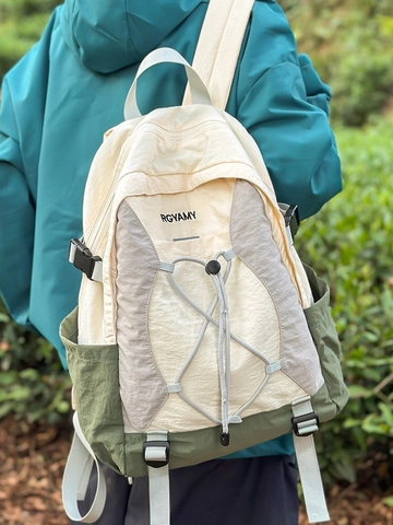 Lichtgewicht Nylon Kleurblok Rugzak Outdoor Grote Capaciteit Reizen Daypack Casual Schooltas Voor Studenten Heren Dames