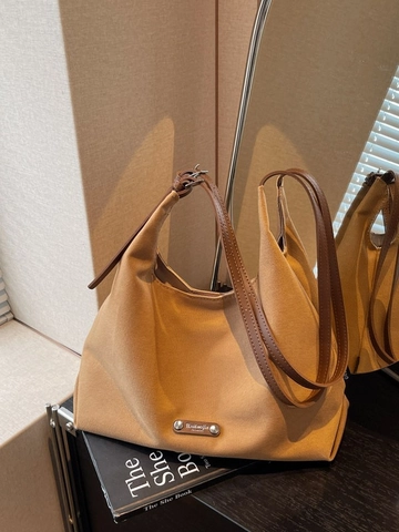 Damen Große Kapazität Segeltuch Beuteltasche Mode Falten Schulter Tote Bag Lässig Pendeln Handtasche Mit Verstellbarem Gurt