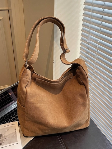 Sac à Épaule en Toile de Grande Capacité pour Femmes Étudiantes Décontracté Style Workwear Sac Bandoulière Style Britannique Minimaliste