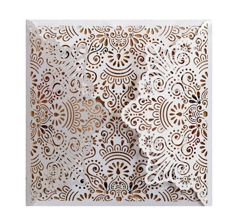 Inviti di Nozze Taglio Laser Intagliati Floreali Stile Mandala Pizzo Carte di Fidanzamento Con Buste Fogli Interni Carta
