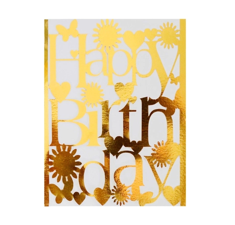 European Happy Birthday Greeting Cards Laser Cut Hollow Invitations With Flower Butterfly Heart Pearlescent Paper