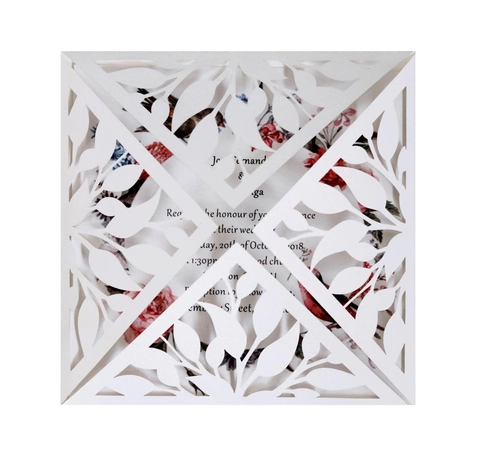 Elegant European Laser Cut Wedding Invitation Cards Pearl Paper Floral Hollow Invite With Envelopes For Party Ceremony