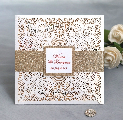 Biglietti di Invito per Matrimonio Tagliati al Laser Intagliati Mandala Fiore Pizzo Carta Perlata Biglietti di Auguri per Festa