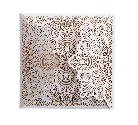 Biglietti di Invito per Matrimonio Tagliati al Laser Intagliati Mandala Fiore Pizzo Carta Perlata Biglietti di Auguri per Festa