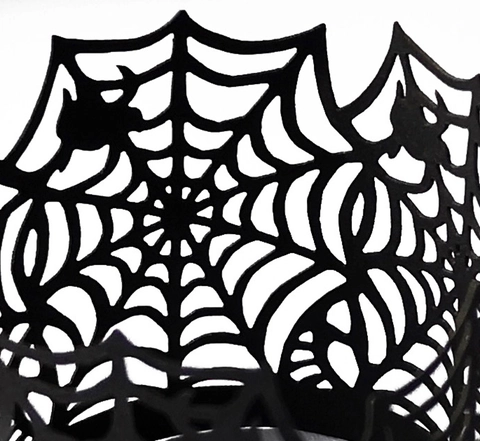 Halloween Spider Web Laser Cut Paper LED Candle Shade Cover Hollow Witch Bat Pattern Festive Party Atmosphere Decoration