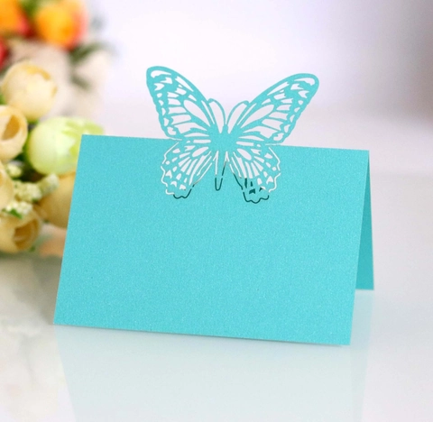Butterfly Laser Cut Place Cards Pearlescent Paper Table Seating Cards For Wedding Banquet Dinner Party Events Decorative