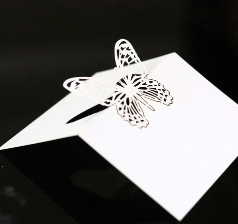 Butterfly Laser Cut Wedding Place Cards Pearlescent Paper Table Name Cards Hollow Seating Cards For Banquet Party Reception Decoration