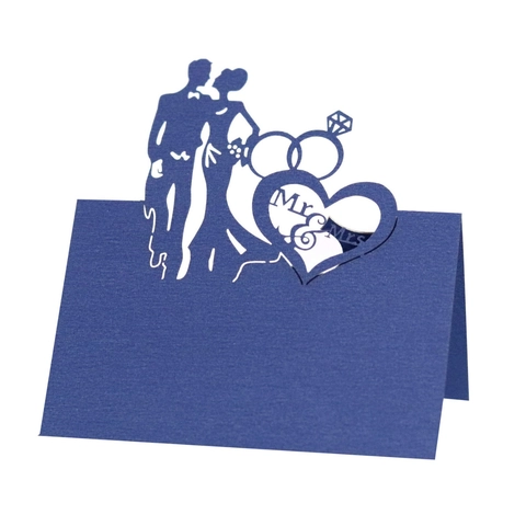 Κάρτες Θέσης Γάμου Laser Cut Καρδιά Mr And Mrs Σιλουέτα Νύφη Γαμπρός Κάρτες Ονόματος Τραπεζιού Πέρλα Χαρτί Διακόσμηση