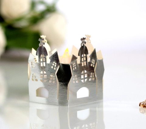 Halloween Castello Zucca Taglio Laser Carta Candela Avvolgere Cavo Tè Luce Paralume Gotico Decorativo Lanterna Copertura Per Festa